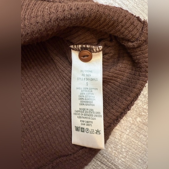 RE/DONE x Hanes Henley Thermal Long Sleeve Tee Natural Tan Brown Small - Picture 8 of 11